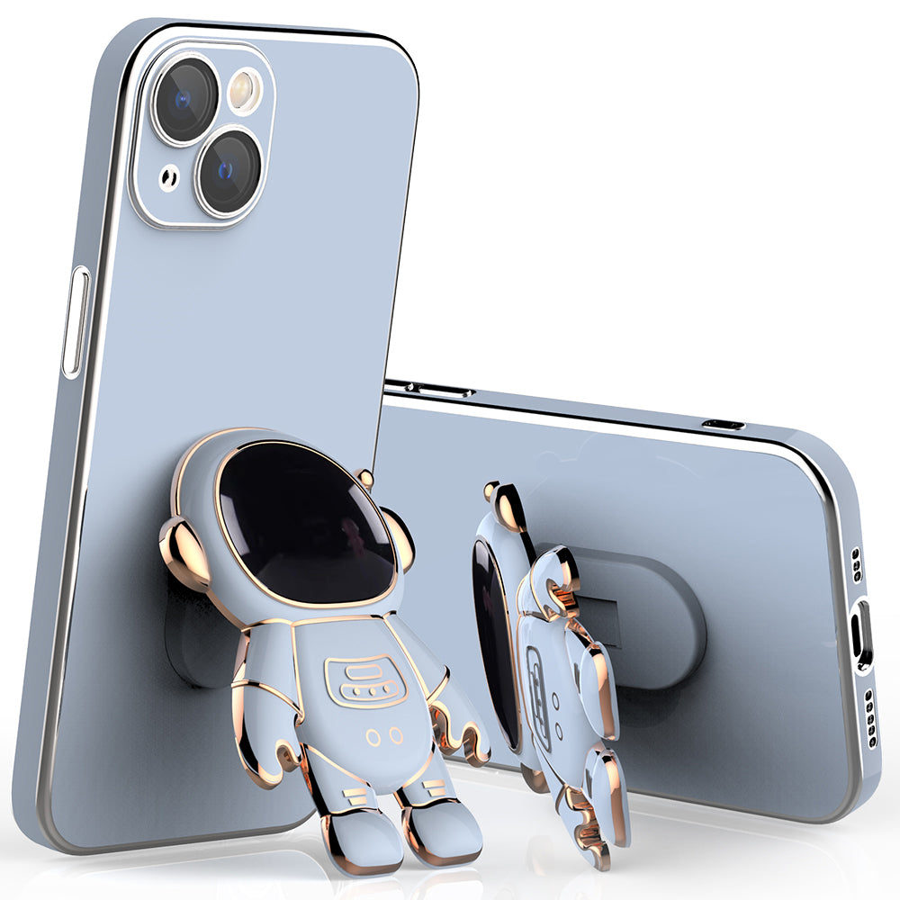 For iPhone 14 Astronaut Shaped Kickstand Phone Case Electroplating Phone Cover with Rear Lens Film For iPhone 14 Astronaut Shaped Kickstand Phone Case Electroplating Phone Cover with Rear Lens Film